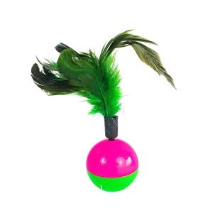 Juguete Pelota Bicolor Con Plumas Para Mascotas