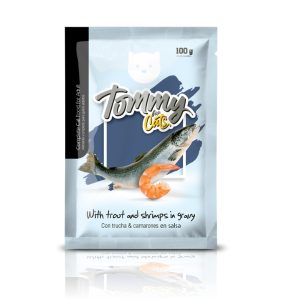 Pouch Tommy Gato Adulto Trozos De Trucha Y Camaron X 100 Gr